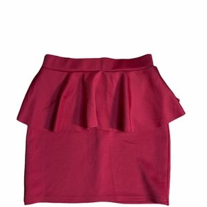 Red Peplum pencil Skirt